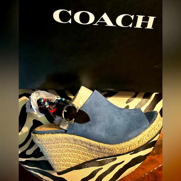 Coach Women's Sue Suede Round Toe Classic Pump Dark Blue Size 7.5 B